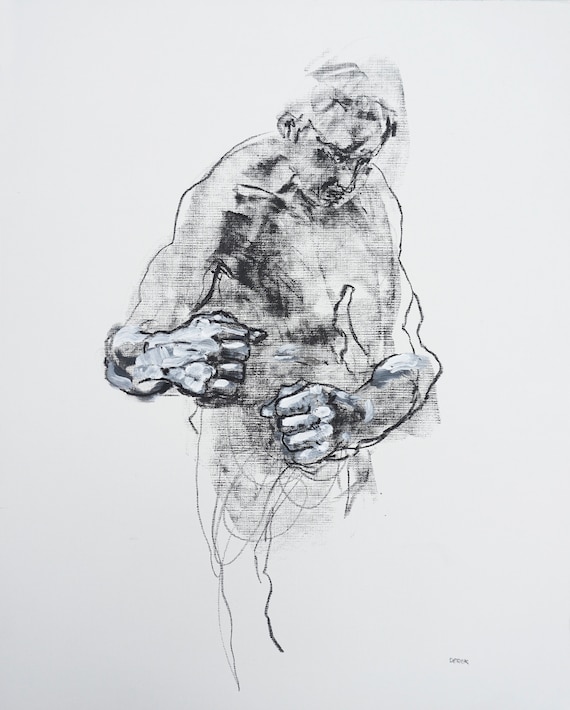 Modern Abstract Figure Drawing, 16x20\