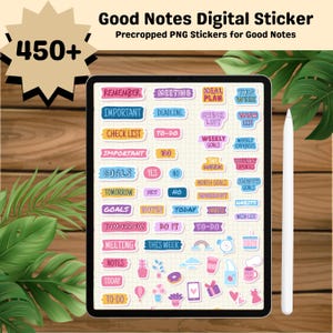 450+ Goodnotes Stickers: Digital Planner PNG Stickers (Pre-cropped)