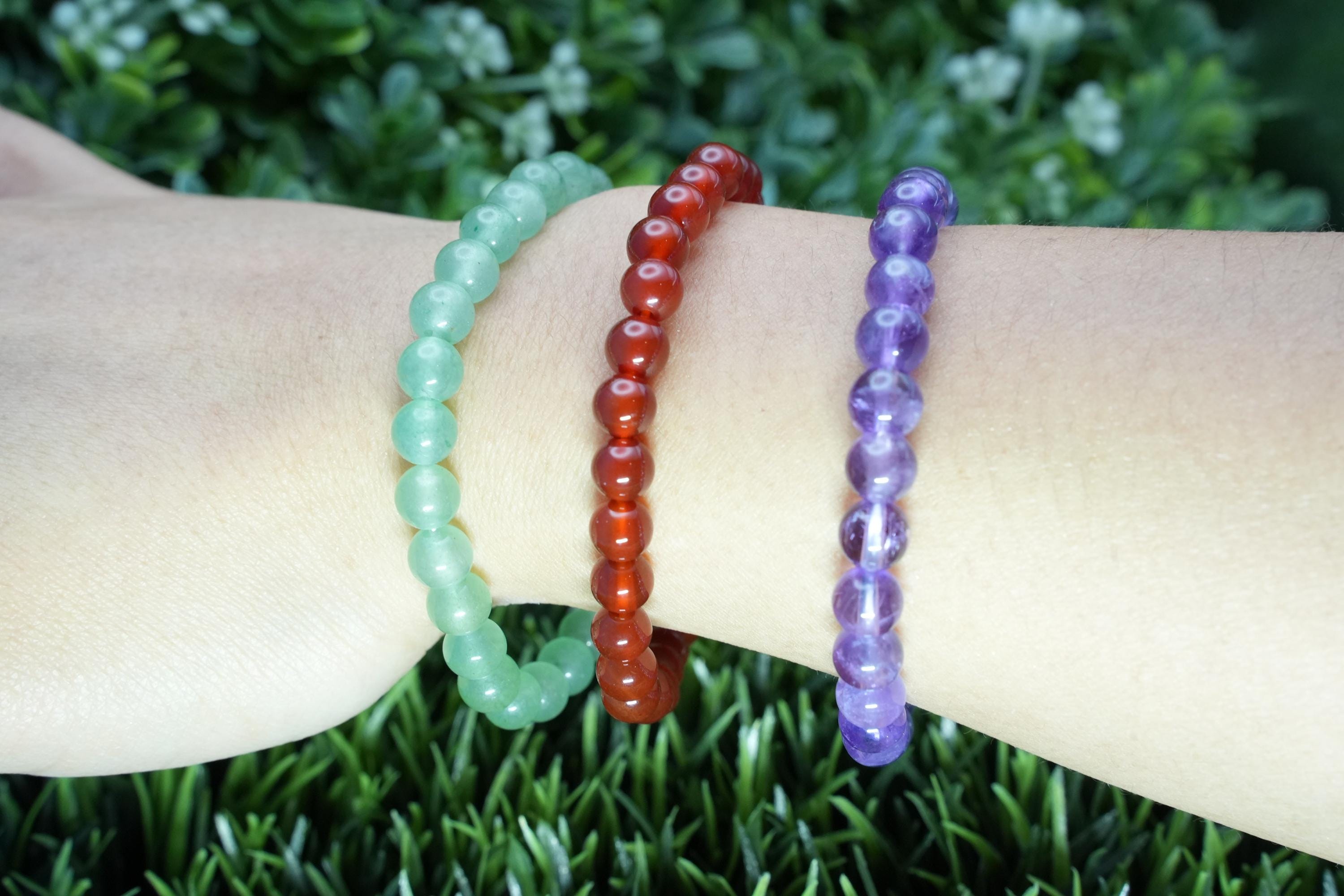 Raw Stone Healing Bracelet – Green Aventurine, Amethyst, Carnelian | Crystal Energy, Emotional Healing, Transformation, Spiritual Gift