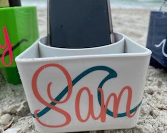 Spring Break Monogrammed Sand Spike / Cup Holder / Beach Cup and Phone Holder / Beach Cubbie / Beach Sand Cup Holder Personalized for FREE