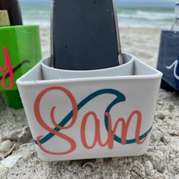 Spring Break Monogrammed Sand Spike / Cup Holder / Beach Cup and Phone Holder / Beach Cubbie / Beach Sand Cup Holder Personalized for FREE