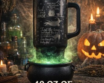 Hocus Pocus Rainbow Plated 40 oz Tumbler | Halloween Witch Tumbler Cup | Spell Book Quote Travel Mug | Spooky Gift