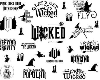 Wicked Inspired SVG Bundle | Musical Theater Quotes & Witch Designs | Laser Cut, Cricut, Engraving Files | Digital Download