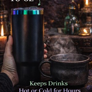 Vaso arcoíris de 40 oz inspirado en Wicked / Taza de bruja malvada / Regalo para fanáticos de la música / Acero inoxidable negro mate grabado con láser imagen 5