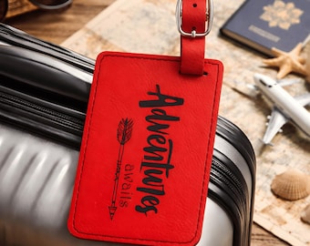 Custom Leather Bag Tag, Personalized Travel Luggage Tag and Passport Holder, Monogram Tag, Stylish Travel Accessory, Gift for Travelers