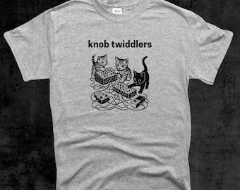 Modular Synth Cat T-Shirt: "Knob Twiddlers" Design