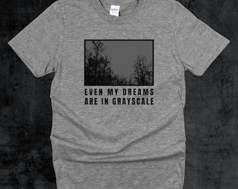 Grayscale Melancholy T-Shirt, Silhouette Trees Black & Gray Tee, Introspection Nostalgia Shirt