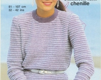 Womens Sweater - 3 Suisses Chantarella Vintage Knitting Pattern - Original Knitting Pattern Leaflet
