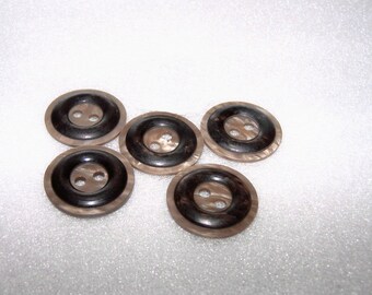 Beige Brown Sewing Buttons - Large Two Hole Two Tone Raised Bevel Buttons with Rim - Brown Buttons 28mm Buttons to Sew With - Sewing Notions