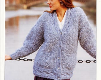 Ladies Cardigan  - Vintage Sirdar Knitting Pattern - Women's  Longline Cardigan Jacket to Knit - Original Pattern