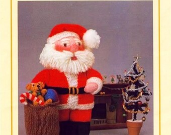Santa Claus Knit Pattern - Father Christmas Doll & Sack of Toys - Woolly Wotnots Santa Doll to Hand Knit Soft Toy Xmas Decoration Original