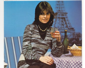 Lady's Sweater with V Neck Vintage Lister Knitting Pattern, Knitted with Glitter Effect Yarn, Vintage Knitting Pattern - Original