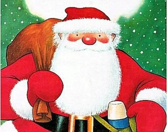 Father Christmas Knitting Pattern - Santa Sweaters - Charted Knitting Pattern - Cartoons - Raymond Briggs - Santa Motif Sweaters - Intarsia