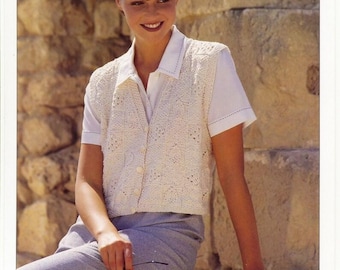 Waistcoat / Gilet Knitting Pattern - Spring / Summer Knitted Lacy Top - Hayfields Vintage Knitting Pattern - Original