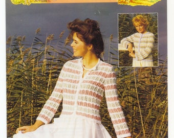 Lady's Lacy Knit Cardigan Knitting  Pattern -  Ladies Knitting Pattern - Patons Cotton Top  Knitting Pattern Original