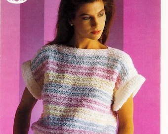 Ladies Summer Top - Spring / Summer Sweater Sirdar Sombrero / Terry Look Knitting Pattern -  Sirdar Knitting Pattern ORIGINAL