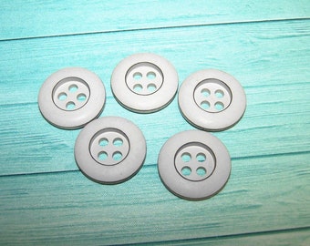 Taupe Buttons Sewing Buttons - Light Beige Sewing Buttons - Chunky Thick Rim Four Hole Buttons - 5 Buttons - 25mm - Vintage