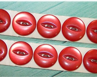 Cherry Red Buttons Fish Eye Cats Eye Buttons Cherry Red Lot Of Ten Vintage Fish Eye Buttons 18mm - 10 x 18mm Vintage Fish Eye Buttons