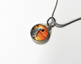 Handcrafted reflective charm pendant, real butterfly wing jewelry, unique gifts for her, resin pendant, nature inspired presents
