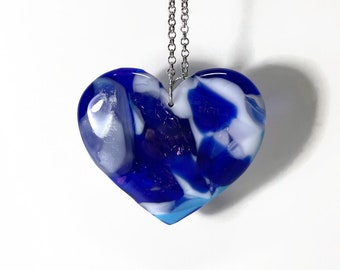 Unique Fused Glass Heart Sun catcher, Handmade Gift for Nature Lovers