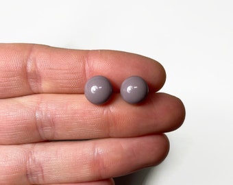 Purple studs Fused glass jewelry round minimalist earrings, best friend gifts hypoallergenic unique presents