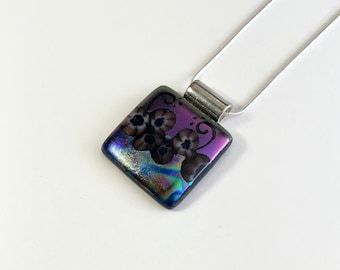 Purple pendant fused glass jewelry dichroic glass pendant unique gifts for mom chain included