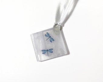 Whimsical Fused Glass Dragonfly Ornament, Nature Decor for Her, Sun catcher Gifts for Mom