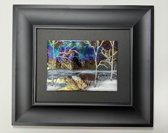 Birch Tree Glass Panel, Landscape Art, One-of-a-Kind, Tree Wall Decor, Winter Forest Picture, Unique Gift for Her