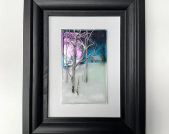 Fused glass birch tree art panel, unique gifts for mom, nature home decor, scenery picture, 3D wall sculpture, housewarming present