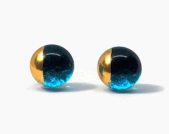 Dichroic Glass studs, fused glass earrings, handmade dichroic glass, glass studs, dichroic glass stud earrings, glass,  Stud earrings