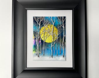 Birch tree fused glass art, winter scenery panel, three dimensional wall sculpture, gifts for him, nature home decor, realistic picture