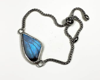 Blue Morpho Wing Adjustable Bracelet, Butterfly real Butterfly Jewelry, Nature Inspired Gifts for Her