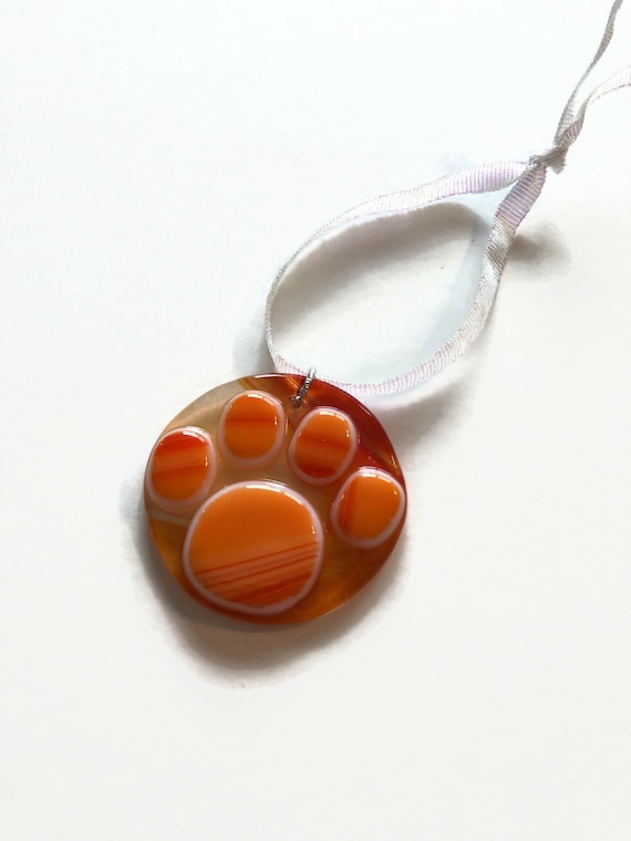 glass sculpture Fused Glass animal print suncatcher ornament paw print home decor Unique gifts for her