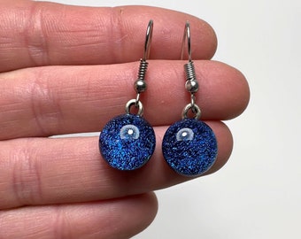 Glass jewelry, Blue earrings, statement jewelry, unique gifts for her, fused glass earrings, dichroic glass jewelry