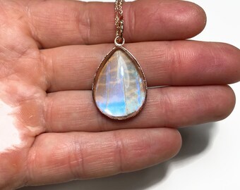 Iridescent butterfly Necklace, butterfly jewelry, blue, Real butterfly, blue morpho butterfly, glass pendant, teardrop pendant, rose gold