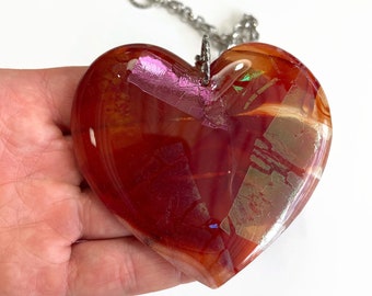 Red heart, fused Glass sun catcher, glass heart, glass home decor, window hangings, glass ornament, glass art