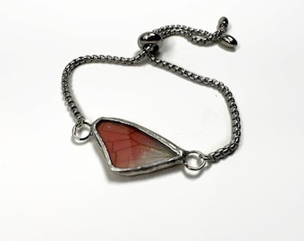 Butterfly Wing Adjustable Bracelet, Real Butterfly Jewelry, Nature Inspired Gifts for Her, Stained Glass
