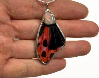 Real Butterfly Wing Pendant, Opal Necklace, Butterfly Jewelry, Gifts for her