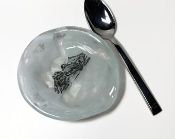 Artisan Crafted Mountain spoon rest, Fused Glass Three Sisters Utensil Holder Dish, Kitchen Home Decor, Unique Gifts for Her