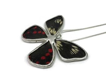 Full butterfly pendant, stained glass necklace, real butterfly wing jewelry, gifts for her, chain included, unique presents