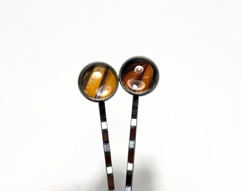 Monarch butterfly wing bobby pins, hair barrettes, glass hair clips, gifts for her, insect hair pin, set of 2, unique present's