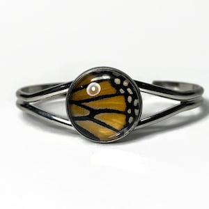 Handmade monarch butterfly cuff bracelet, nature inspired jewelry, Real butterfly wing, artisan crafted gifts