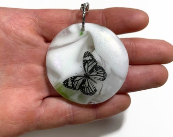 Unique Fused Glass Butterfly Sun Catcher, Special Keepsake for Mom, Nature Inspired Ornament