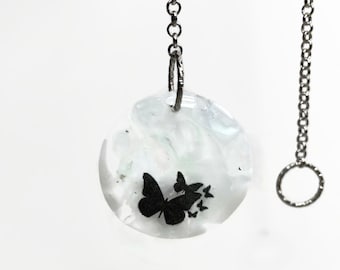 Butterfly Sun catcher, white, clear, fused glass ornament, Glass sun catcher, butterfly window hangings, unique gifts for her