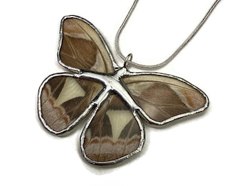 Real Attacus Atlas Moth Wing Necklace, Gifts for her, Stained Glass Pendant