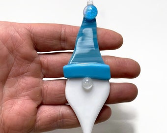 fused glass gnome ornament, Christmas tree decoration, gifts for her, whimsical home decor, unique handmade presents