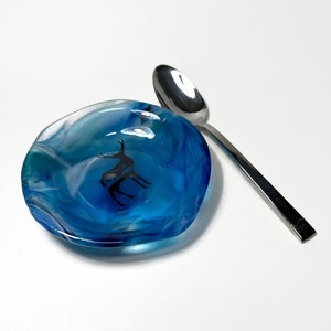 Handmade Mountain Spoon Holder, Blue Deer Spoon Rest, Unique Kitchen Decor, housewarming presents
