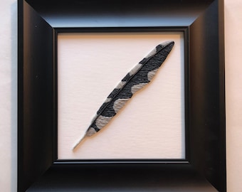 Glass Woodpecker Feather Wall Art, Realistic Panel, Nature Home Decor, 3D Framed Sculpture, Gifts for Her