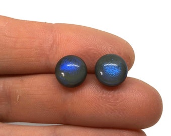 Fused glass blue and grey glass stud earrings, dichroic glass jewelry,  jewelry for mom, minimalist jewelry