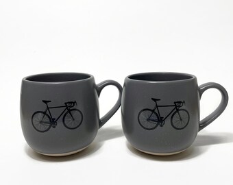 Coffee cups Road Bike, bike mugs, set of two, bike lover gifts, bike home decor, bike enthusiast